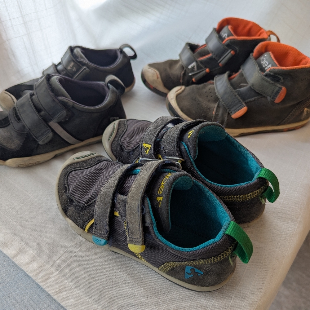 Kids Black and Gray Shoes with Velcro Straps